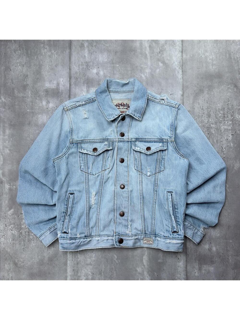 Vintage Abercrombie & Fitch Grunge Distressed Trucker Denim Jacket